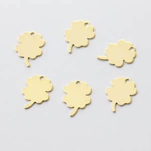 10pcs Plated Gold Four Leaf Clover Charm 14x10x0.5mm