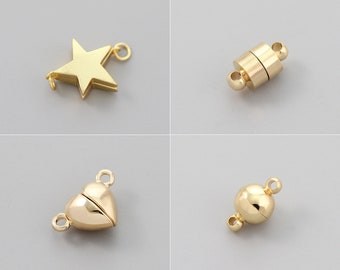 Gold Plated Magnetic Bracelet Connectors: Brass Jewelry Clasps - 4/6/8 PCS