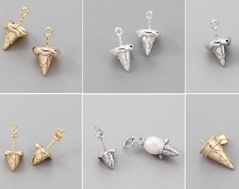 Capuchon de perles de crème glacée plaqué or - Pour demi-perles perlées percées Capuchon de perles, Charms de crème glacée en or Pendentifs géométriques de boucles d’oreilles