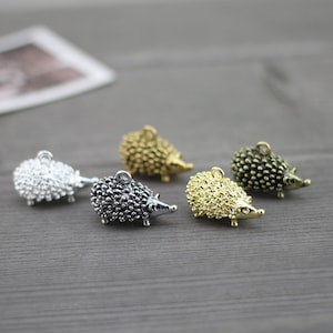 4pcs Antique Silver/Antique Bronze/Antique Gold/Gold Plated/Silver Plated Hedgehog Pendant charms 24x16x13mm