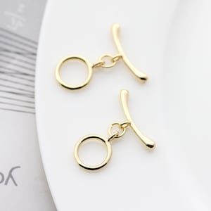 8 Sets Plated Gold Brass,Round Toggle Clasp,Basic Toggle Clasp, Easy Close Clasp,Connectors Findings