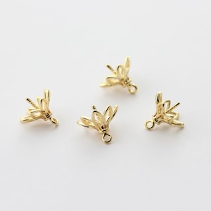 6pcs Gold Plated Floral Bead Cap ,Bead Cap Bails with Pin Cups,Jewellery Making Findings,Bead Cap with Peg 11X11mm