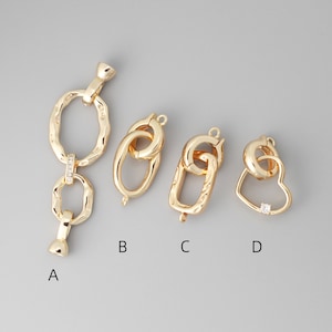 18K Gold Plated Double Loop Clasp: Necklace Connector Jewelry Supply