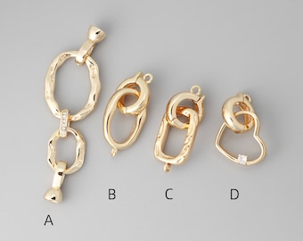 18K Gold Plated Double Loop Clasp: Necklace Connector Jewelry Supply