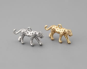 10pcs  Gold/ Silver Tiny Glossy Leopard Charm, Jewelry Making, Diy Material, Jewelry Supplies