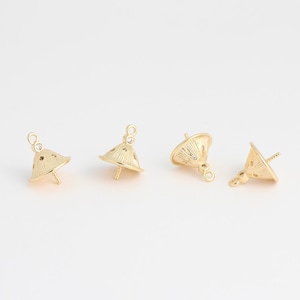 8pcs Gold Plated Round Bead Cap-For Half Drilled Beads Bead Cap,Bead Cap with Peg,9x10mm Fits 10-12mm Bead