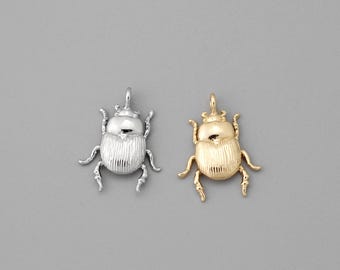 10pcs Gold/ Silver Ladybug Beetle Charms, Insect Pendant, Jewelry Supplies, Earring Findings, Jewelry Making