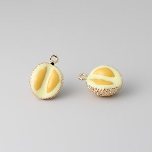 4pcs Gold Plated Durian Charms,Enamel Fruit Charm Pendants 16x12x8mm