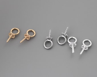 10pcs Gold/ Silver tone Peg Bail For Half Drilled Pearls Or Stones, Pearl Drop