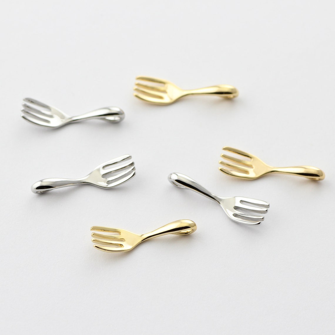 6pcs Plated Gold/Rhodium Plated Tiny Fork CharmsKitchen Etsy