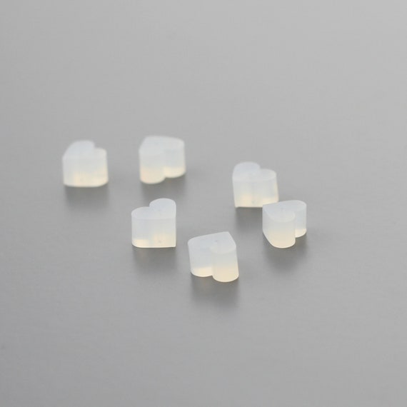 50pcs Heart Rubber Earring Backs: 6X5.5X4mm