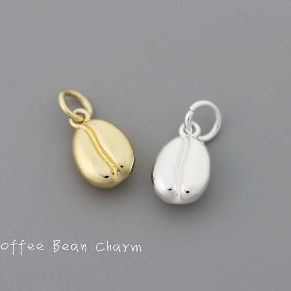 6pcs Coffee Bean Charms, Collier pendentif en grains de café, Coffee Lover Charms Bijoux Making, 14K Plaqué Or, Collier de grains de café Charms