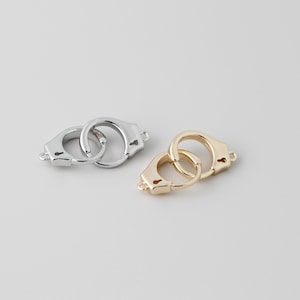 4 Stück Rhodium überzogene / vergoldete Handschellen Charm Verbinder, Halskette Armband Verbinder 22X10mm