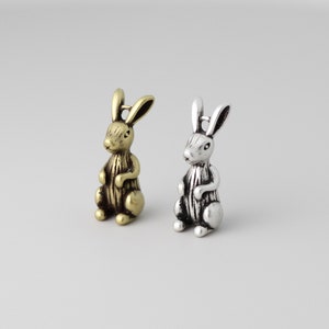 6 pièces argent ancien/bronze antique lapin breloques laiton lapin pendentifs fabrication de bijoux 20x7.5x7mm image 1