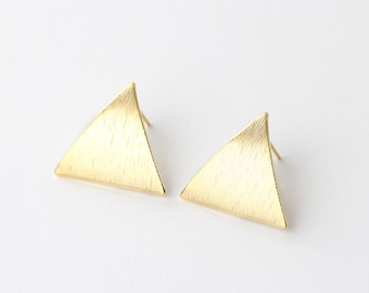 6pcs Gold Plated Brushed Triangle Earring Posts, Stud Earrings,Earring Accessories 22x19.5mm