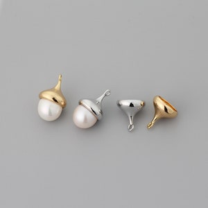 6pcs Gold Plated Acorn Cap,Bead Cap Bails with Pin Cups,Jewellery Making Findings,Bead Cap with Peg 11x10mm