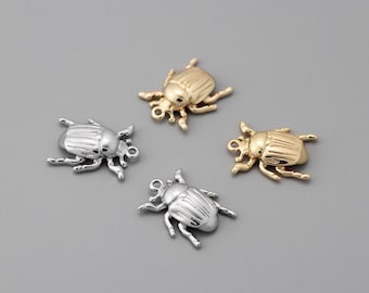 10pcs Gold/ Silver Ladybug Beetle Charms, Insect Pendant, Jewelry Supplies, Earring Findings, Jewelry Making