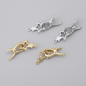 4 st guld/silverfärgad dubbelöglespänne, halsbandskoppling smyckestillbehör