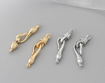 10pcs Gold/ Silver Tone Brass Hook And Eye Clasp, Bracelet Clasp