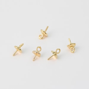 10pcs Gold Plated Floral Bead Cap ,Bead Cap Bails with Pin Cups,Jewellery Making Findings,Bead Cap with Peg10x5mm