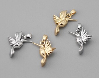 4pcs Gold/ Silver 3D Hummingbird Charms, Brass Bird Pendant, Earring Charm