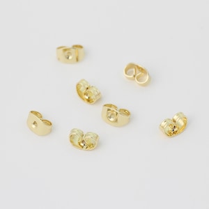 20Pcs 14k Gold Plated Earring Backs , Earrings Stoper ,Earring Posts 7x3mm