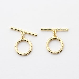 6Sets Gold Plated Brass,Round Toggle Clasp,Basic Toggle Clasp,Easy Close Clasp,Connectors Findings
