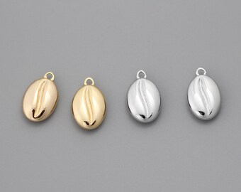 10 piezas de dijes de granos de café 3D dorados y plateados para hacer joyas