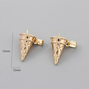 4 Stück vergoldete Eis-Perlenkappe, für halb gebohrte Perlen, Perlenkappe, Gold-Eiscreme-Charme, geometrische Ohrring-Anhänger