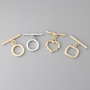 6 Sets Gold Plated Brass,Round type Toggle Clasp,Basic Toggle Clasp,Easy Close Clasp,Connectors Findings