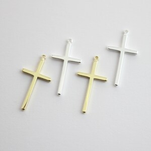 6pcs Silver/Gold Plated Brass Simple Cross Charm Pendant 25x18mm