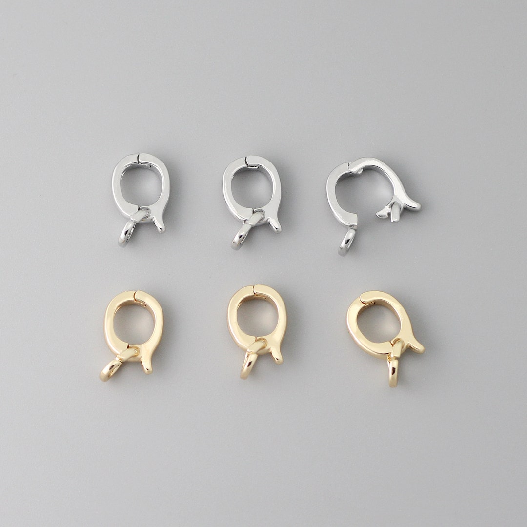 14k Gold Removable Hinged Connector Pendant Bail Clasp 8mm Round Enhancer  Lock