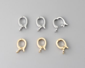ゴールド＆ロジウムメッキペンダントベイルクラスプ6個：真鍮エンハンサー（13x5x2mm）