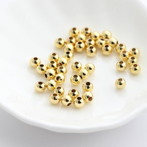 100 Gold Plated Round Brass Beads: 3mm/4mm Spacer Beads