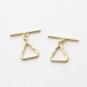 6Sets Gold Plated Brass,Triangle Toggle Clasp,Basic Toggle Clasp,Easy Close Clasp,Connectors Findings