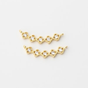 4pcs CZ gepflastert gold vergoldet Bar Anschlüsse, Zircon Charm Anhänger 24x6x1.8mm