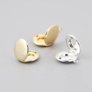 6 pezzi di medaglioni portafoto rotondi vuoti placcati in oro o argento 16x13x4 mm (dimensioni interne: 7 mm)