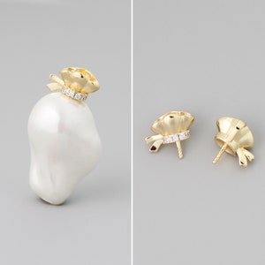 6pcs Gold Plated Bead Cap ,Bead Cap Bails with Pin Cups,Jewellery Making Findings,Bead Cap with Peg