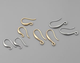 10pcs Gold/ Silver Ear Hooks, French Hook Earrings, Simple Earring Findings