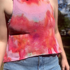 ice dyed netted tank top