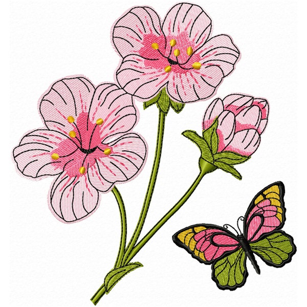Flower and Butterfly Embroidery Machine Embroidery Designs, Floral Embroidery