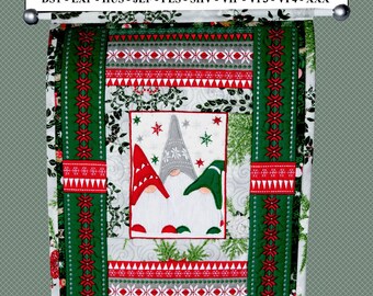 Christmas Gnomes Embroidery Design Mini Quilt Machine Embroidery Wall Decor for Christmas. Applique Embroidery, Hoop 6X10
