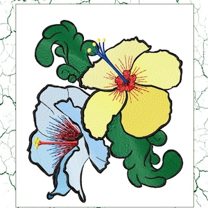 HIBISCUS Exotic Flower Embroidery Floral Machine Embroidery with Beautiful Large Flowers