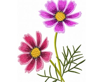 Beautiful COSMOS Flower Embroidery Design Machine Embroidery Designs, Stunning Garden Flowers, Floral Embroidery