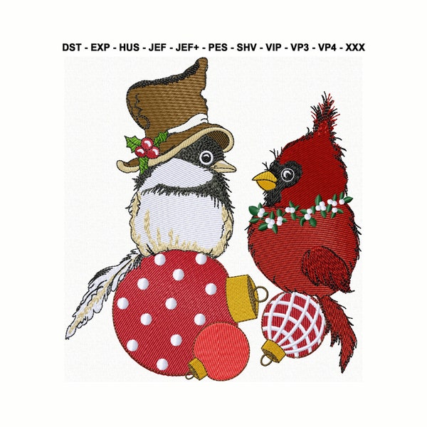 Dessin de broderie de Noël Cardinal et Mésange Dessins de Broderie Machine, Broderie d'Oiseaux, 3 tailles