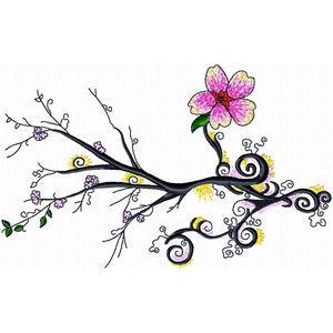 Sakura Flower Machine Embroidery Design Exotic Flower from Japan, Floral Embroidery