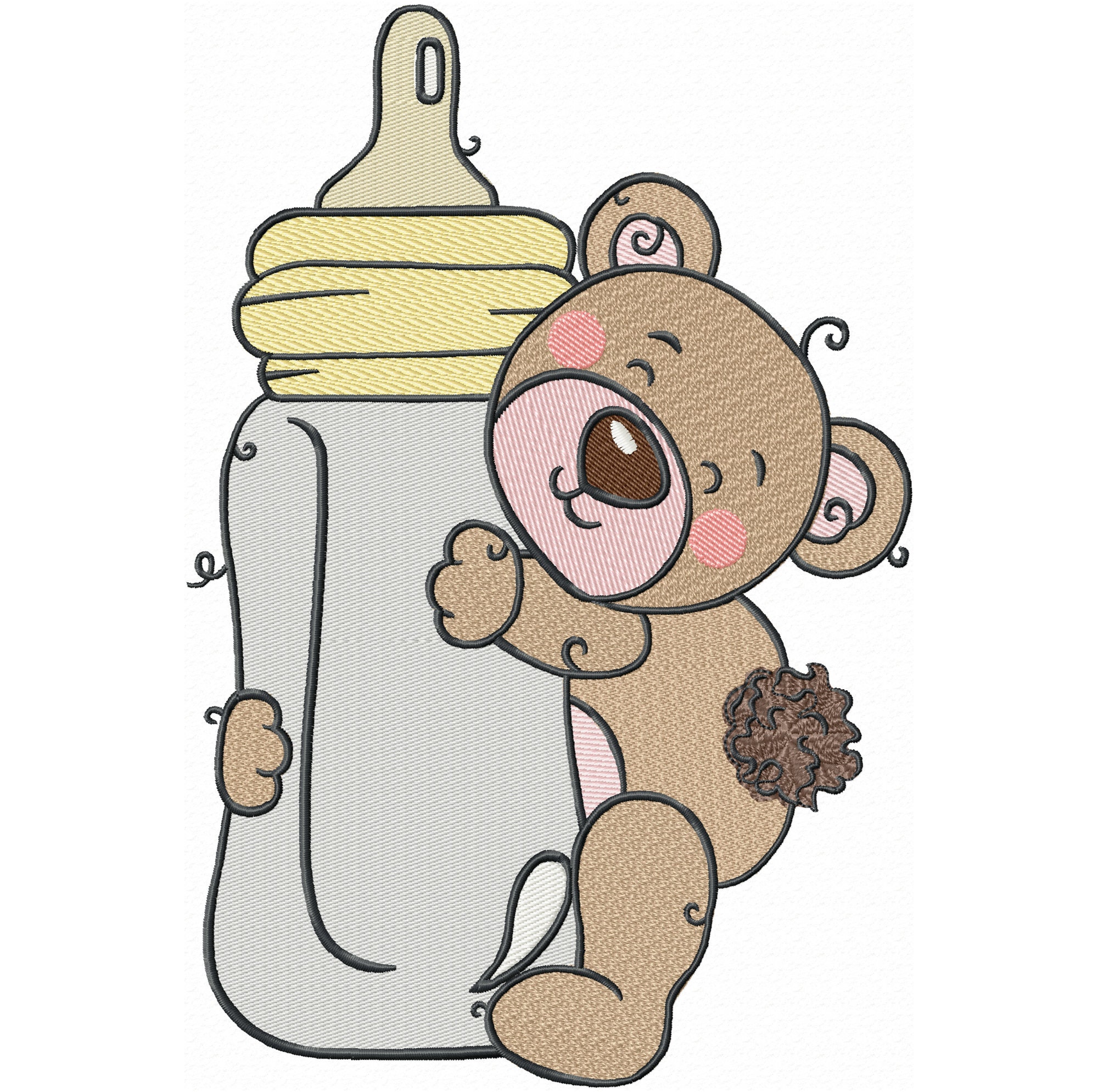 Machine Embroidery Teddy Bear With Baby Bottle, Baby Embroidery Design,  Cute Animal Embroidery - Etsy