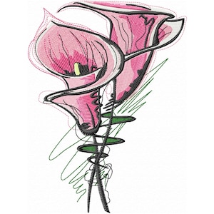Flower Embroidery Design CALLA LILY Machine Embroidery, Easter Flower, Floral Embroidery, Artistic Embroidery