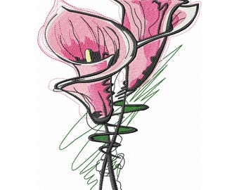 Flower Embroidery Design CALLA LILY Machine Embroidery, Easter Flower, Floral Embroidery, Artistic Embroidery