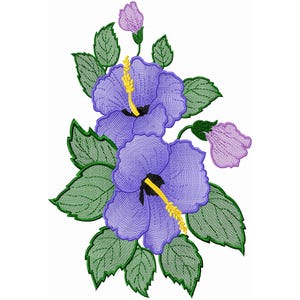 Fleur Hibiscus Broderie machine Fichier de Broderie Florale, Fleur Exotique, Fleur Tropicale